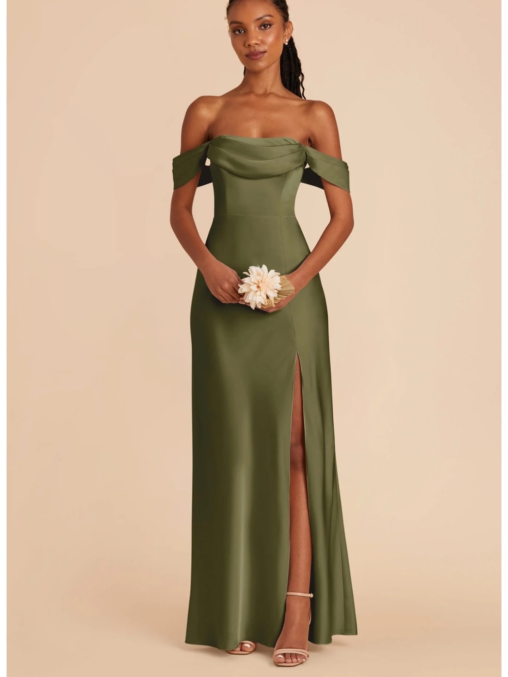 Birdy Grey Mia Matte Satin Convertible Dress - Olive Size M
